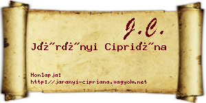 Járányi Cipriána névjegykártya